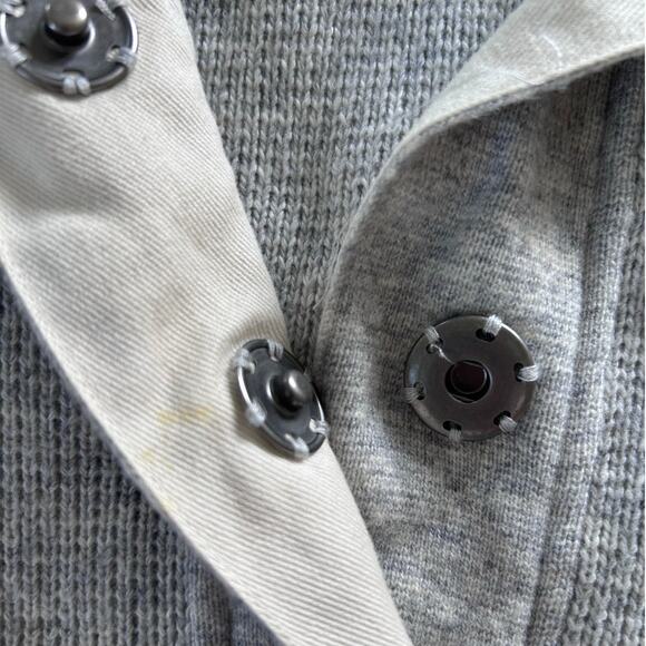 J.CREW Wool Snap Placket Preppy High Neck Pullover Sweater in Gray-Size S - Picture 5 of 5